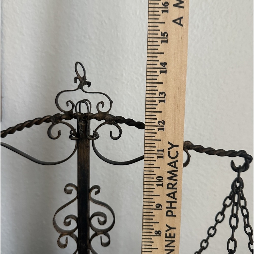 Vintage Hanging Scales of Justice Brown 14.25 inches Wrought Iron Rustic USA - Picture 7 of 10